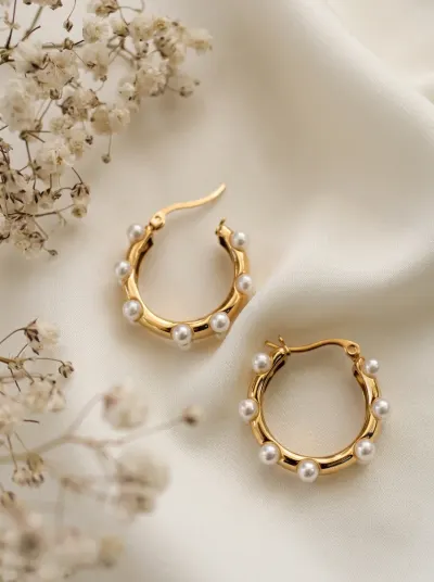 A soft bridal portrait of a model in delicate wedding jewellery.
