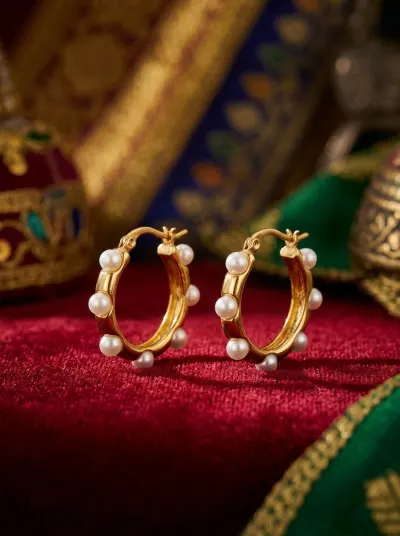A cultural heritage portrait of a model in traditional jewellery.